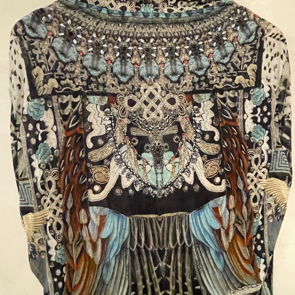 Camilla Franks,  Long Casual Jacket, Girl on a Wing, 100% Silk, OS - Picture 7 of 9